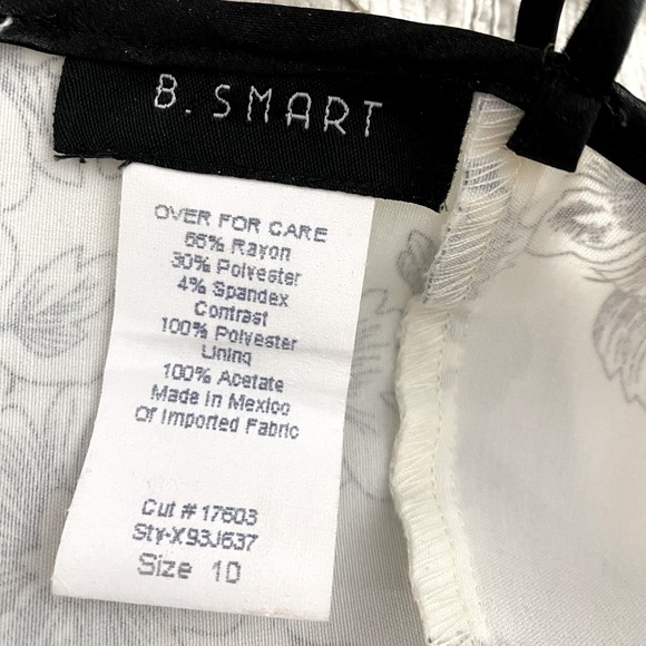 B. Smart Black White Floral Cocktail Dress. Size 10. Tulle lined. Fit & flare. - Picture 3 of 5